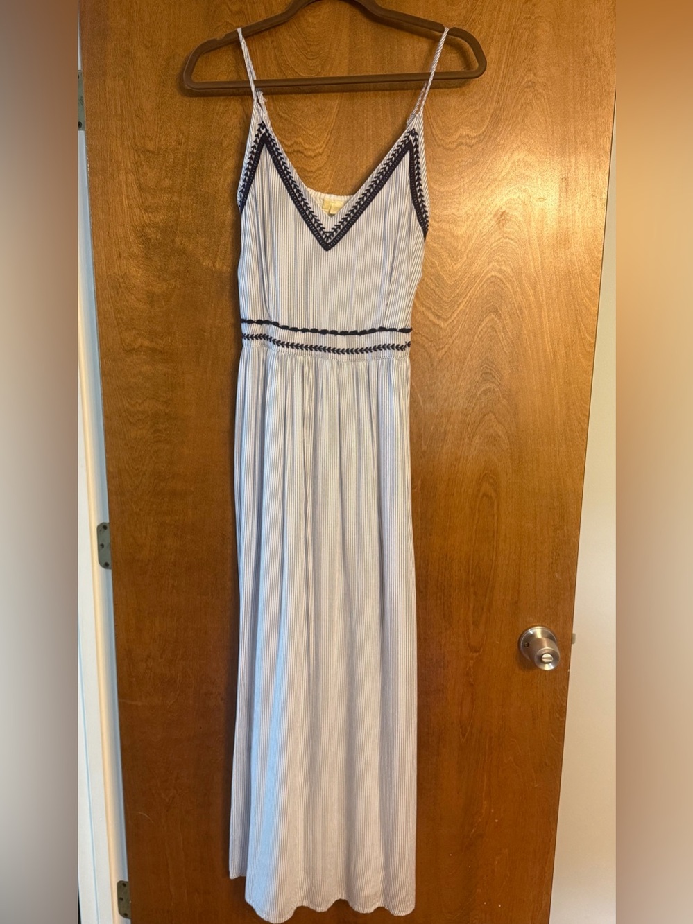 Japna Maxi Dress white with Navy Trim